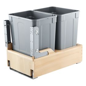 Double 35QTx2 Pullout Waste Container Under Cabinet Kitchen Bin Trash Can