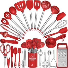 Kitchen Utensils Set- Umite Chef 34 PCs Cooking Utensils with Grater, Spoon Spatula, Heat Resistant Food Grade Silicone