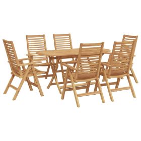Garden Dining Set 7 pcs Brown Solid Teak Wood
