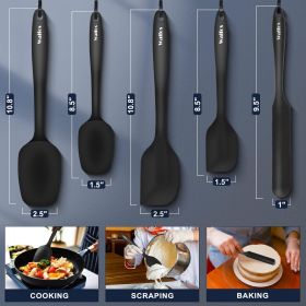 Silicone Spatula Set of 5 - (600°F) High Heat Resistant Kitchen Scraper Spatulas, One-Pieces Seamless Design