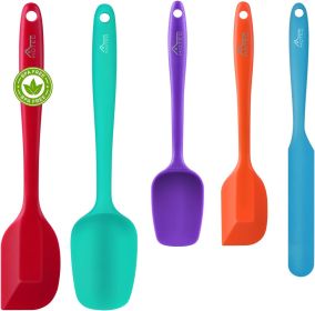 Heat Resistant  Food Grade Silicone Rubber Spatula Set for Baking Cooking and Mixing Non Stick Dishwasher Safe BPA Free Multicolor Set of 5