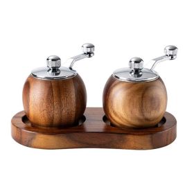 Hand-Crank Mini Ceramic Core Multi-Purpose Grinder (Color: Natural, Type: Double+Base)