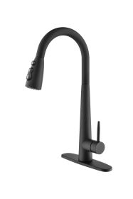 Kitchen Faucet with Pull Down Sprayer ;  High Arc Single Handle Kitchen Sink Faucet with Deck Plate;  Commercial Modern Stainless Steel Kitchen F (Color: Matt Black)