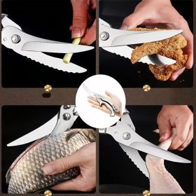1/2 Set German Industrial Heavy-duty Stainless Steel Kitchen Automatic Rebound Scissors - Detachable Multifunctional Poultry Scissors For Chicken (Material: 430 stainless  steel,aluminum handle)